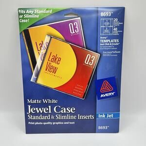 Avery 8693 Inkjet CD/DVD Jewel Case Inserts Matte White 20/Pack